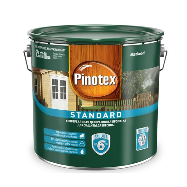 Pinotex Standard бесцветный, антисептик для дерева, 9 л купить в Москве
