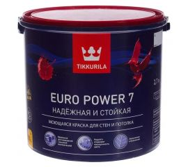 Краска для стен и потолков Tikkurila Euro Power 7 База А, 2.7 л