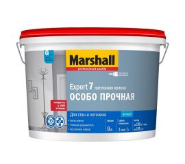 Краска Marshall Export 7 для внутренних работ матовая BW, 9 л