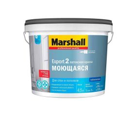 Краска для внутренних работ глубокоматовая Marshall Export 2 моющаяся BW, 4.5 л