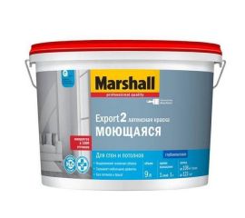 Краска Marshall Export 2 для внутренних работ глубокоматовая моющаяся BW, 9 л