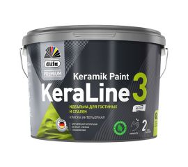 Краска Dufa Premium KeraLine Keramik Paint 3 для стен и потолков глубокоматовая белая база 1, 2.5 л.