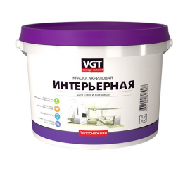 Краска VGT ВД-АК-2180 белоснежная интерьерная для стен и потолков, влагостойкая, 3 кг