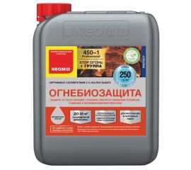 Огнебиозащита Neomid 450-1 бесцветная для дерева, 5 кг