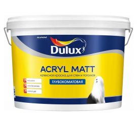 Краска Dulux ACRYL MATT латексная для стен и потолков, глубокоматовая, база BC, 9 л