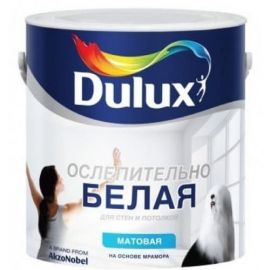Краска для стен и потолков Dulux Ослепительно Белая, База А, 2,5 л