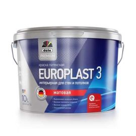 Краска Dufa Premium Europlast 3 для стен и потолков водно-дисперсионная, База 1, 10 л