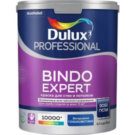 Краска Dulux Bindo Expert BС для стен и потолков, особо густая, глубокоматовая, база BC, 4.5 л