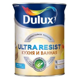 Краска Dulux Ultra Resist BW полуматовая для кухонь и ванных комнат, 5 л