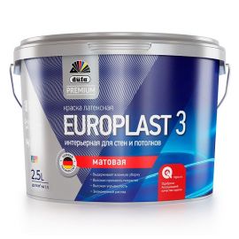 Краска Dufa Premium Europlast 3 для стен и потолков водно-дисперсионная, База 1, 2.5 л