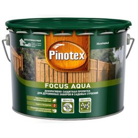 Pinotex Focus Aqua Зеленый лес, антисептик для дерева, 9 л