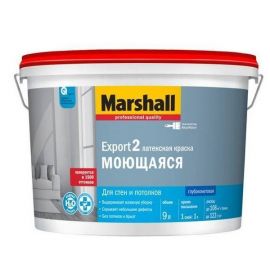 Краска Marshall Export 2 для внутренних работ глубокоматовая моющаяся BС, 9 л