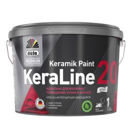 Краска Dufa Premium KeraLine Keramik Paint 20 для влажных помещений полуматовая белая база 1, 0.9 л.