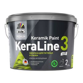 Краска Dufa Premium KeraLine Keramik Paint 3 для стен и потолков глубокоматовая белая база 1, 2.5 л.