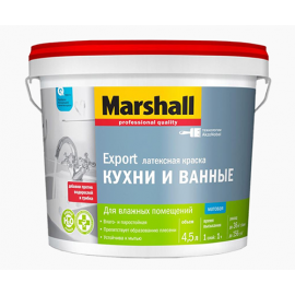 Краска латексная для влажных помещений MARSHALL Кухни и ванные, матовая, база BW, 2,5л