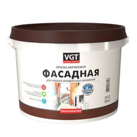 Краска VGT ВД-АК-1180 Белоснежная фасадная краска акриловая, долговечная, 15 кг