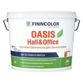 Моющаяся краска Finncolor Oasis Hall&Office для стен и потолков, база А, белая, 9 л