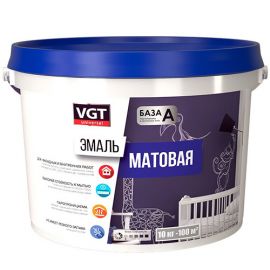 Эмаль матовая VGT ВД-АК-1179 универсальная, супербелая, База А, 3 кг
