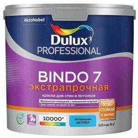 Краска Dulux Bindo 7 ЭКСТРАПРОЧНАЯ для стен и потолков, матовая, база BC, 2.25 л