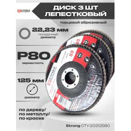 Комплект: Диск лепестковый торцевой абразивный, D 125 мм, Р80 (3 шт)