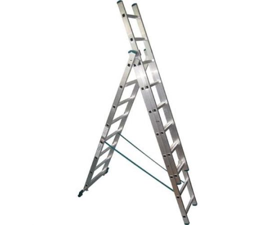 Лестница- стремянка трехсекционная алюминиевая Geva, 3 секции по 14 ступеней