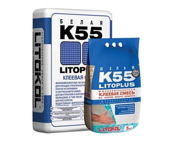 Белый плиточный клей Litokol Litoplus K55, 5 кг