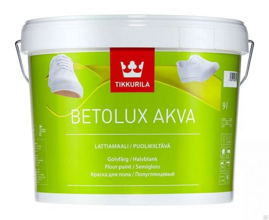 Краска для пола Tikkurila Betolux Akva База С под колеровку (бетон, дерево), 9 л
