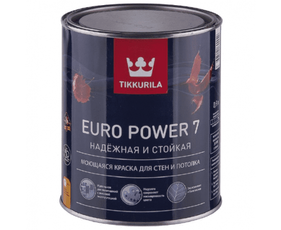 Краска для стен и потолков Tikkurila Euro Power 7 База C, 0.9 л