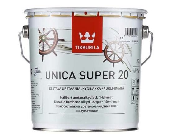 Яхтный лак полуматовый Tikkurila Unica Super EP 20, 2.7 л