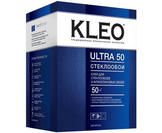 Клей Kleo Ultra 50 для стеклообоев и флизелиновых обоев, 500 г