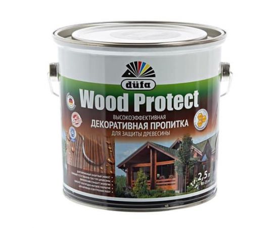 Антисептик для дерева с воском Dufa Wood Protect Белый, 2.5 л