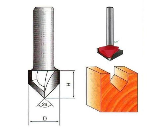 Фреза по дереву пазовая галтельная 120°, 8х40Dх14H мм, CTФ-1004 Фреза по дереву пазовая галтельная 120°, 8х40Dх14H мм, CTФ-1004