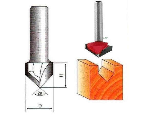 Фреза по дереву пазовая галтельная 135°, 8х22Dх10H мм, CTФ-1004