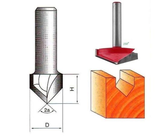 Фреза по дереву пазовая галтельная 150°, 8х40Dх9H мм, CTФ-1004 Фреза по дереву пазовая галтельная 150°, 8х40Dх9H мм, CTФ-1004