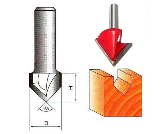 Фреза по дереву пазовая галтельная 90°, 8х10Dх10H мм, CTФ-1004