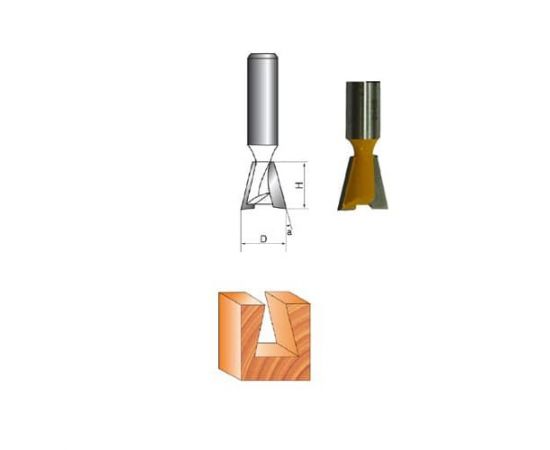 Фреза пазовая по дереву ласточкин хвост, 8х10Dх10H мм, CTФ-1006