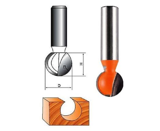 Фреза по дереву пазовая галтельная, 8х30Dх27H R15 мм, CTФ-1010