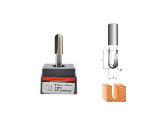 Фреза по дереву пазовая галтельная, 8х10Dх25H мм, CTФ-1012