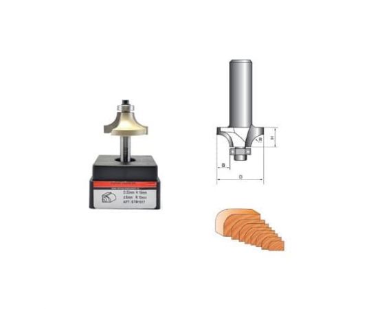 Фреза по дереву кромочная калевочная, 8х21Dх8H R4 мм, CTФ-1017