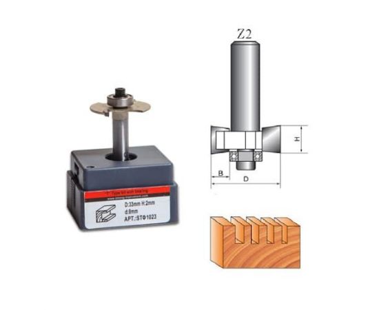 Фреза по дереву кромочная фальцевальная Z2, 8х33Dх16H мм, CTФ-1023