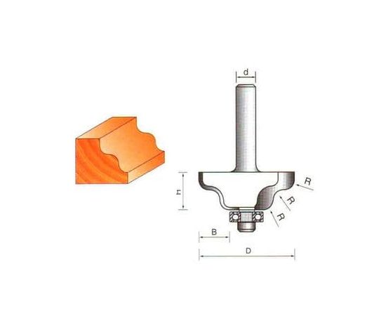 Фреза по дереву кромочная фигурная, 8х30Dх12H R3 мм, CTФ-2030