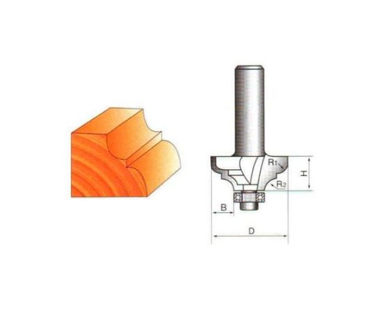 Фреза по дереву кромочная калевочная, 8х38Dх10H R6 мм, CTФ-2102