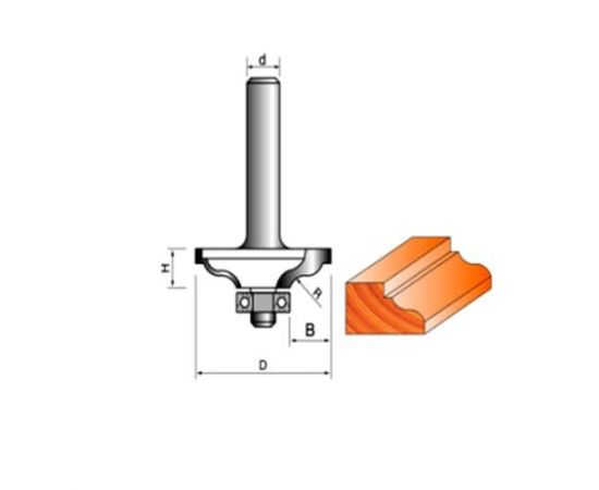 Фреза по дереву кромочная калевочная, 8х33Dх8H R4 мм, CTФ-2106