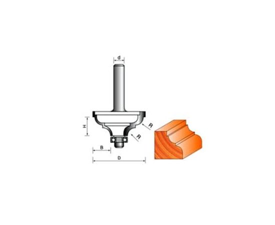 Фреза по дереву кромочная фигурная, 8х50Dх22H R8 мм, CTФ-2003