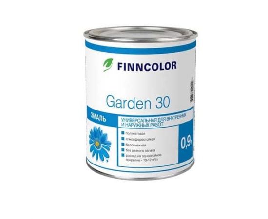 Эмаль универсальная Finncolor Garden 30 полуматовая, База А, 0.9 л