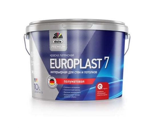 Краска Dufa Premium Europlast 7 для стен и потолков водно-дисперсионная, База 1, 10 л