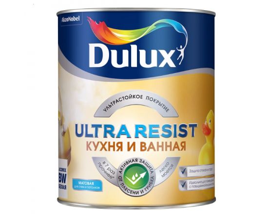Краска Dulux Ultra Resist BC полуматовая для кухонь и ванных комнат, 1 л