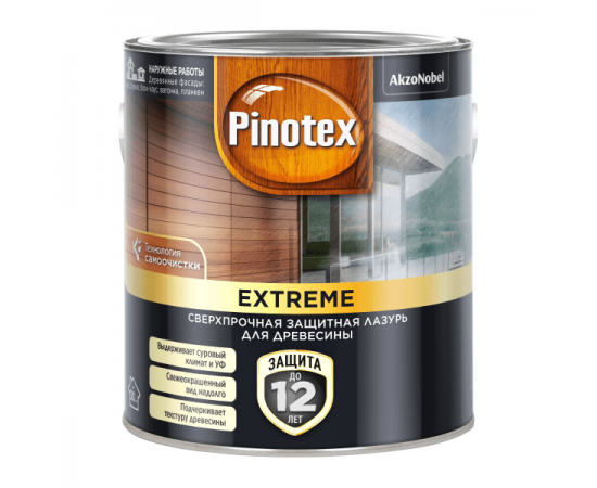 Лессирующая краска-лазурь для дерева Pinotex Extreme (Tinova Professional) Тиковое дерево, 2.5 л