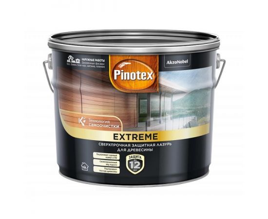 Pinotex Extreme (Tinova Professional) бесцветная, лессирующая краска-лазурь для дерева, 9 л