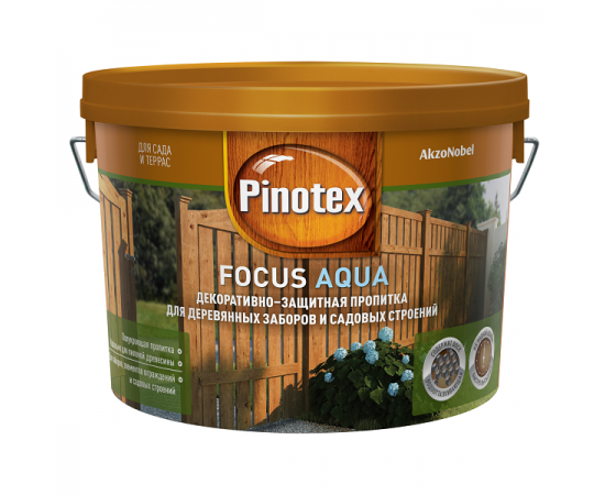 Pinotex Focus Aqua Красное дерево, антисептик для дерева, 5 л